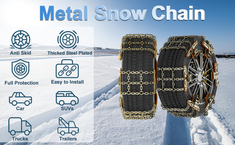 Metal Snow Chains for Cars 6Pcs Emergency Universal Tire Chains Fits Tire Width 215mm285 mm