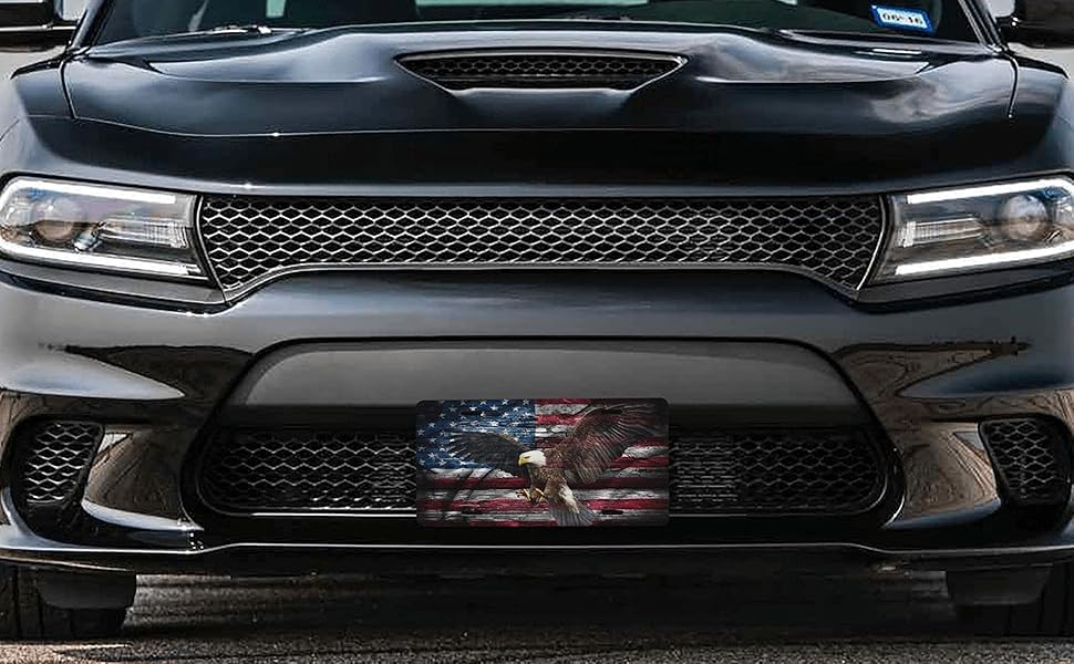 License Plate American Flag Decorative Car Front,Metal Car