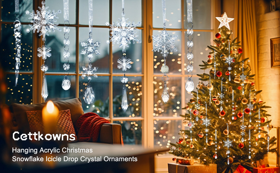 Cettkowns 26pcs Christmas Tree Decorations with 5 Styles Hanging Clear