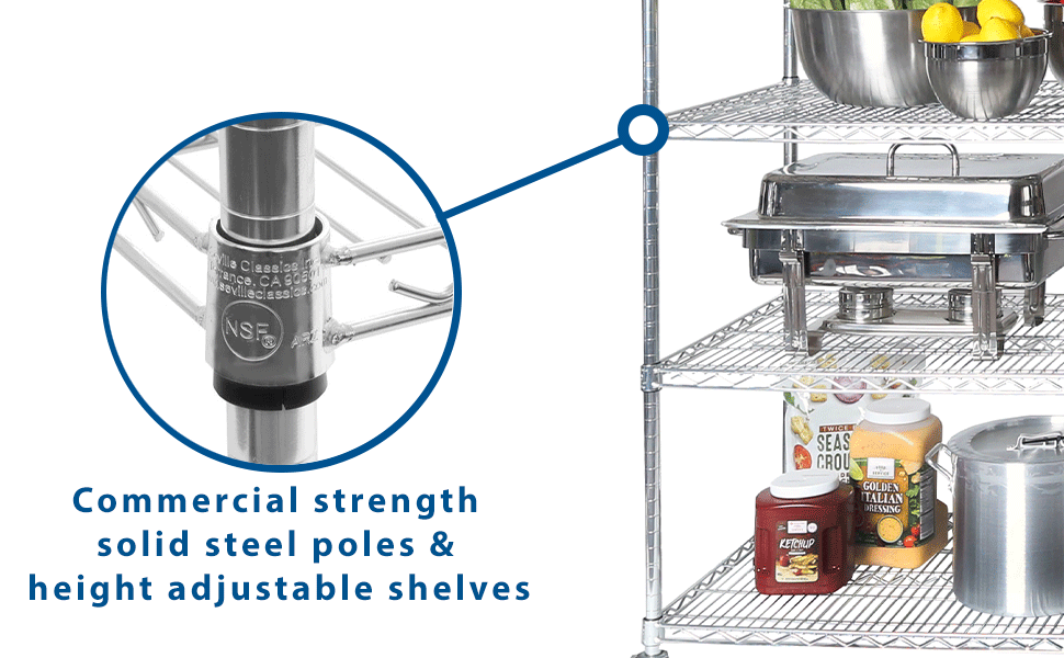 mobile rolling steel wire shelving shefl chrome plated commercial ultra durable NSF wire Shelf