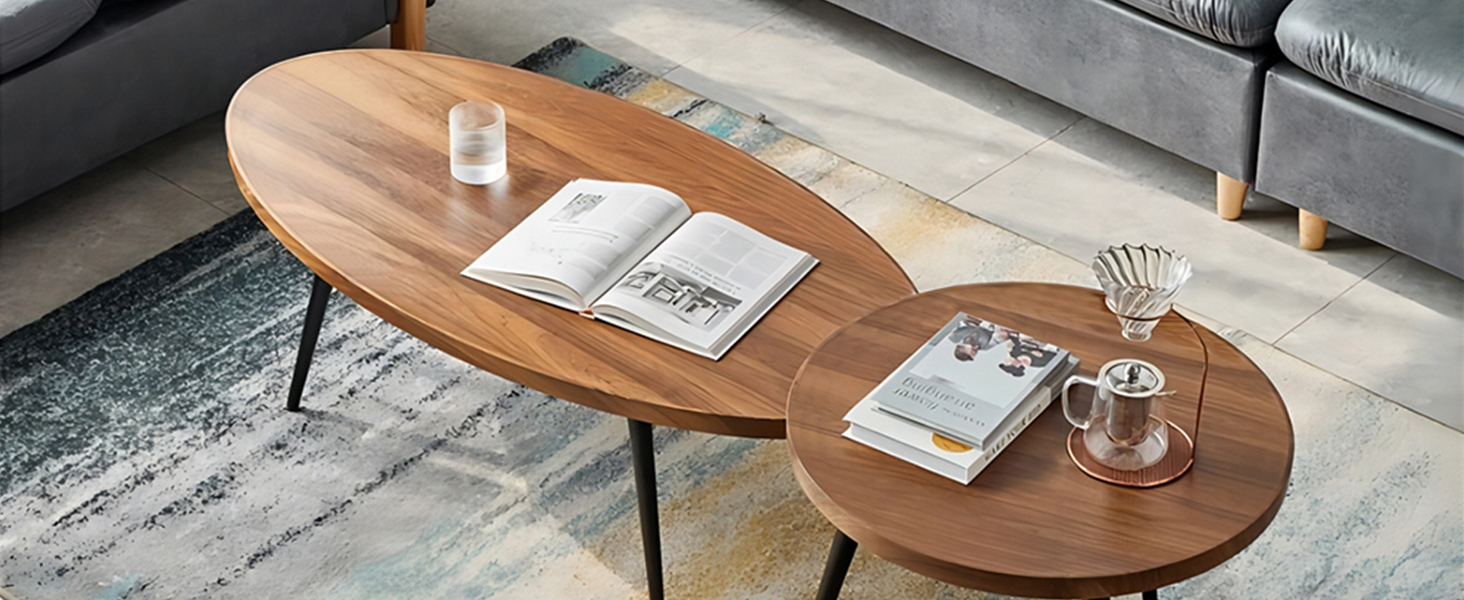 Rukulin Nesting Side Table, Set of 2 Coffee Table, Living Room Sofa End Table, Bedside Table for Home and Office 10 Coffee Table