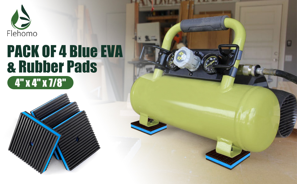 Flehomo AntiVibration Pads with 3/8" PreDrill Hole, 4" x 4" x 7/8