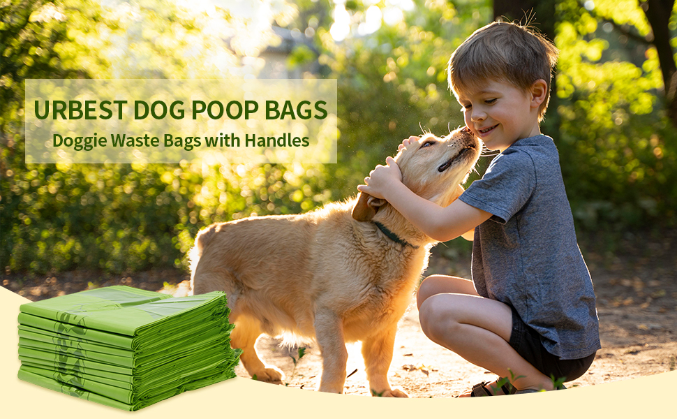 Dog Poop Bag with Handles, Biodegradable Doggie Waste Bags