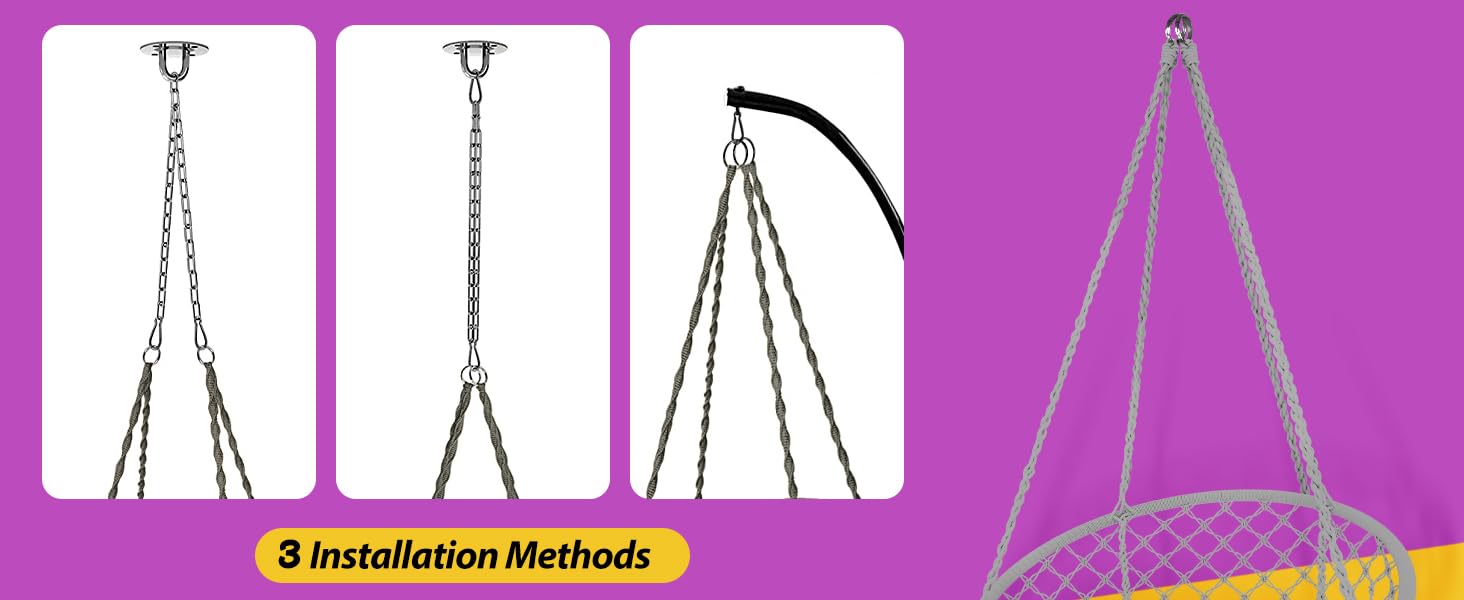 Patio Watcher Hammock Chair Hanging Macrame Swing with