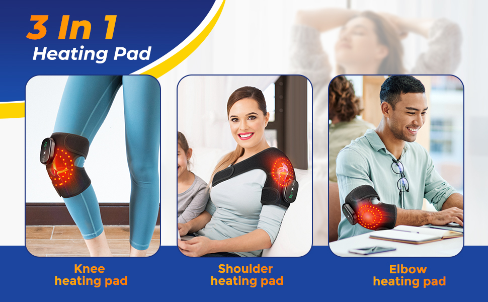 Heated Knee Massager, Rechargeable Heated Knee Warp With Vibration, 3