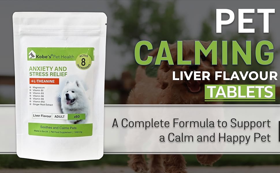 Dog Calming Tablets by KOBE'S Dog Travel Sickness Tablets, Helps to