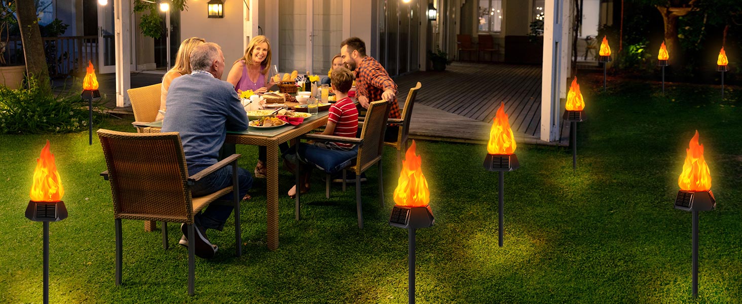 Solar Outdoor Lights with Flickering Flame