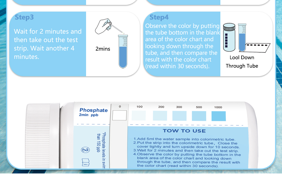 Pool Phosphate Test Kit for HotTub 50 Counts Phosphate Test Strips Easy Accurate to Dectect