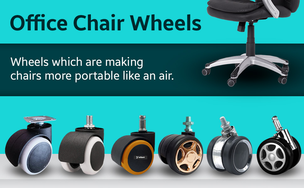 KindleArt Office Chair Wheel Heavy Duty Castor Screw Type Revolving Set