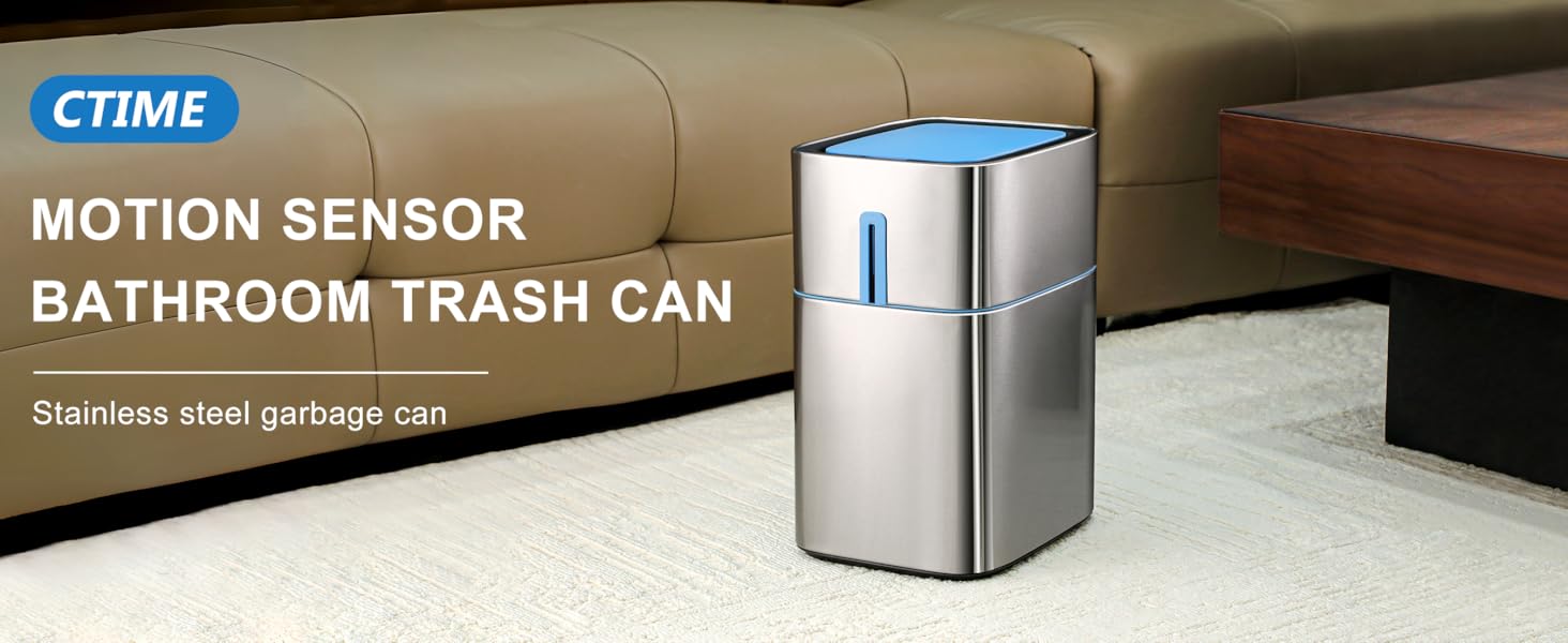 motion sensor stainless steel trash can