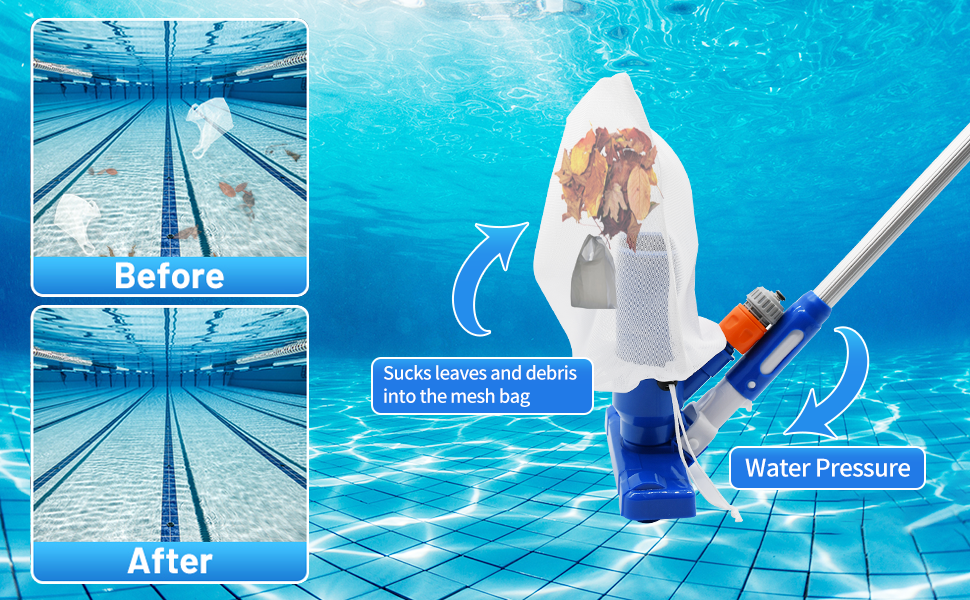 Handheld Pool Vacuum Above Ground Portable Swimming Pool Jet Cleaner, Pool Leaf Vacuum