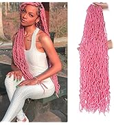 Leeven Pink 36 Inch Soft Locs Crochet Braids Hair 3 Pakcs Distressed Faux Locs Long Boho Goddess ...