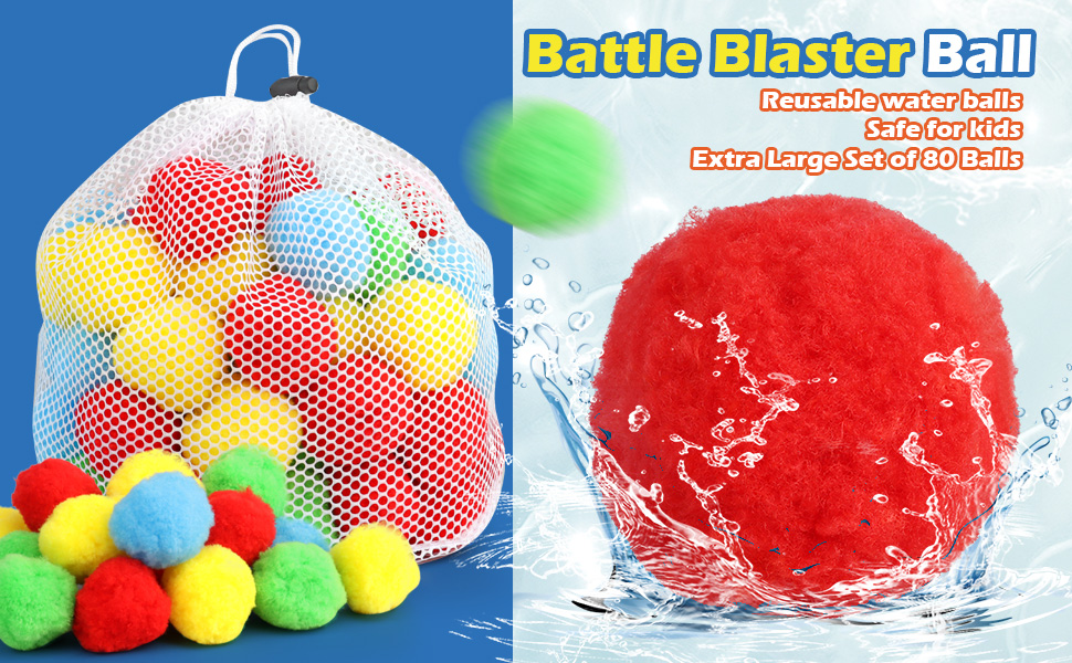 HEJIN 80 PCS Reusable Water Balls, Water Soaker Ball with