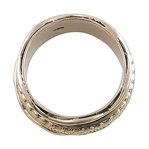 NOVICA Artisan Handmade .925 Sterling Silver Meditation Spinner Ring Brass Indian Spinning Grace