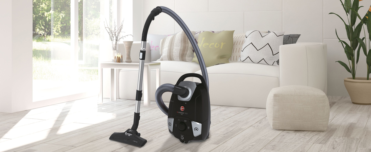 Hoover Cylinder Vacuum Cleaner Bagged, HEnergy 300 with HEPA Filter