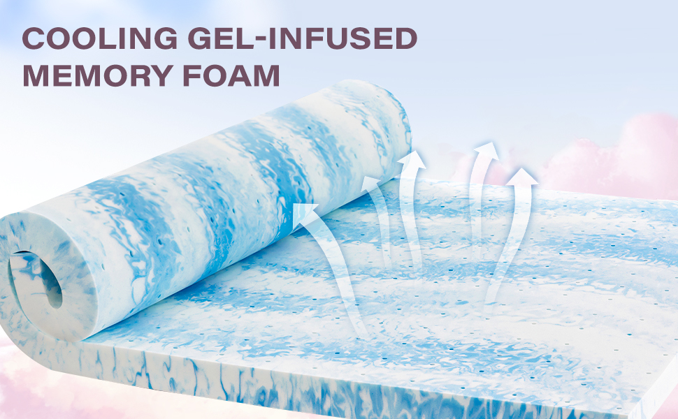 SOOSLEEPY 3 Inch Gel Memory Foam Mattress Topper Queen with