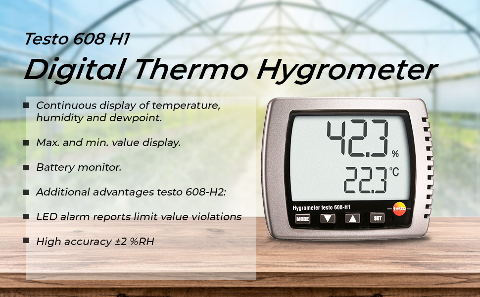 Testo 608H1 Digital Thermo Hygrometer (Range 32°F to 122