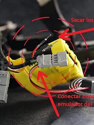 Diagrama técnico que muestra las conexiones de los cables y los componentes del circuito con flechas rojas y anotaciones de texto en español que apuntan a varias partes