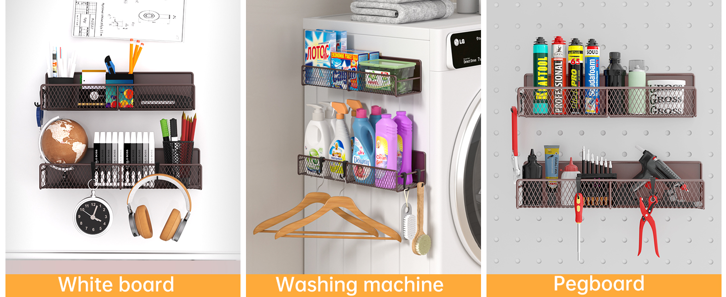 Magnetic Spice Rack for Refrigerator, 100% Metal Strong Magnet Shelf, Space Saving Spice Organizer