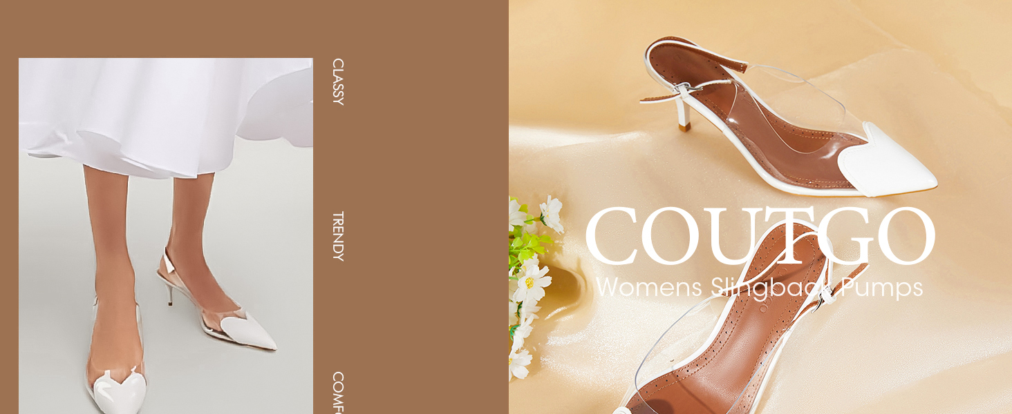 Womens Slingback Kitten Heels Clear Pumps Cute Heart Pointed Toe Slip On Party Prom Dress Shoes