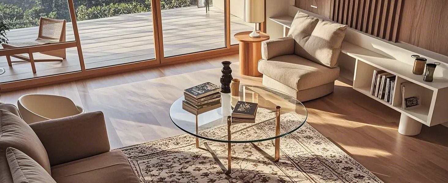 JUFU Round Glass Table Top,24" Inch Glass Table Top with