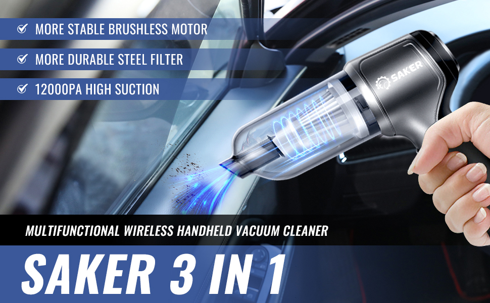 Saker Handheld Mini Vacuum Cleaner Cordless,3 in 1 Mini Car Vacuum
