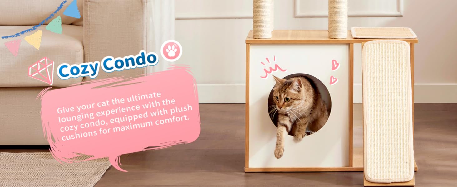 Made4Pets Cat Tree for Indoor Cats, Modern Cat Tower Tall for Large