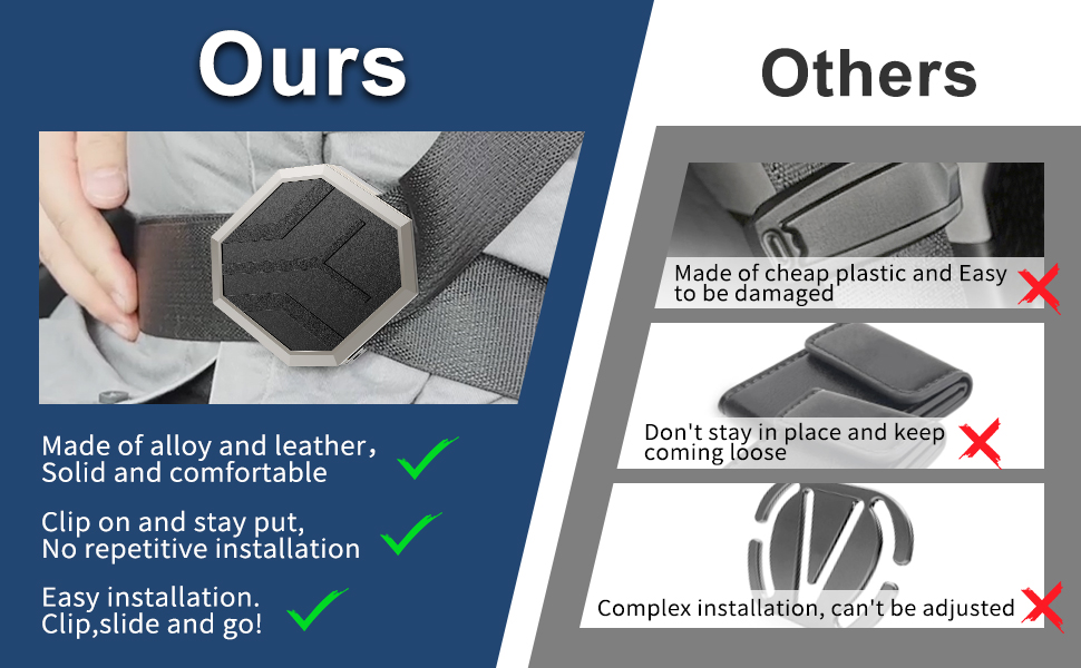 2 Pack Metal Seat Belt Clips Seat Belt Adjuster, Shoulder