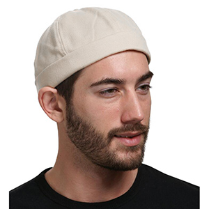 XYIYI Beige Cotton Brimless Docker Cap Adjustable Street