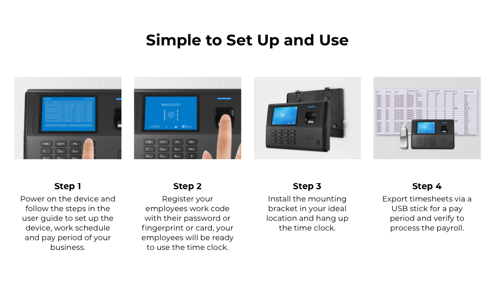 ANVIZ Time Clocks for Employees Small Business CX3 Fingerprint Biometric Clock in and Out