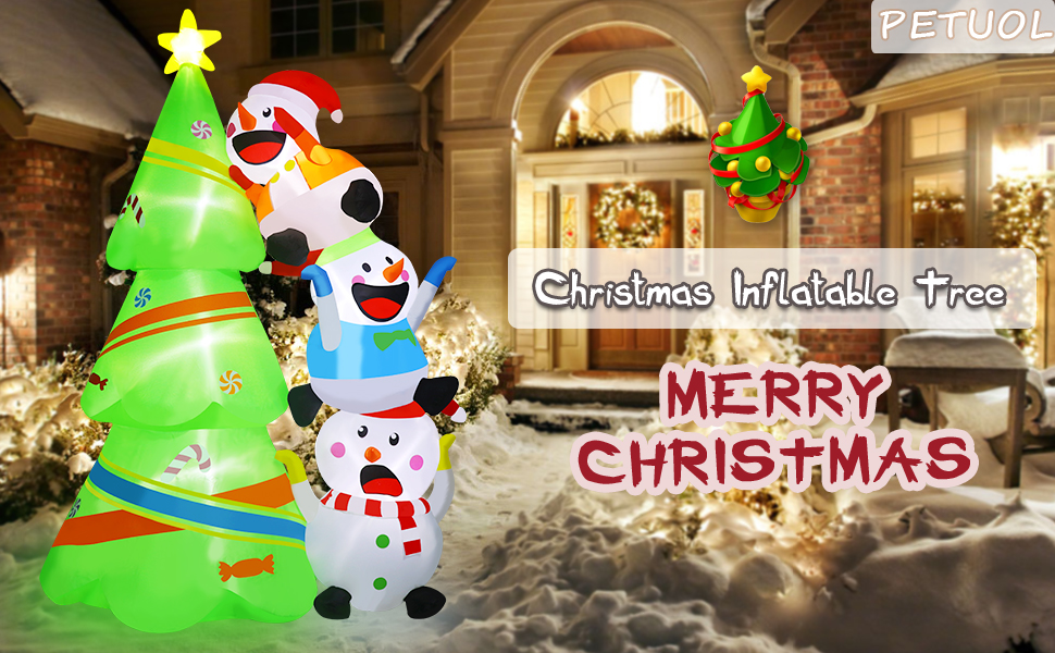 PETUOL 7 Ft Christmas Inflatable Tree Decorations, Blow Up