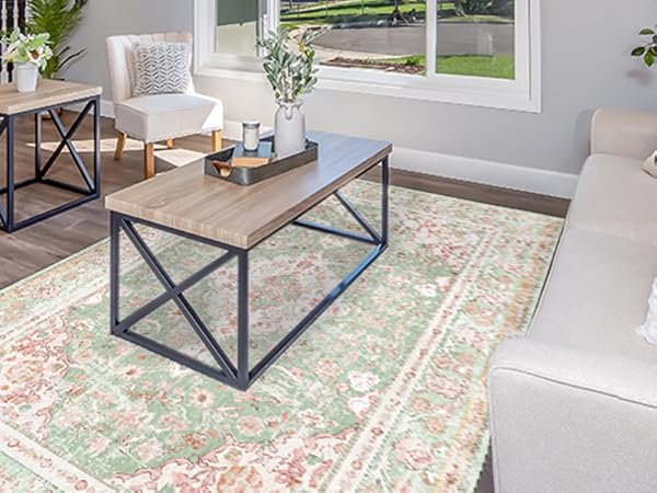 専用　2点セット【60's Vintage rug】188×102cm Home Decorators Collection Zara Vintage Medallion Orange 8