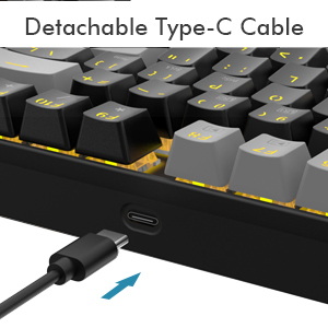 Close-up of detachable Type-C cable connection