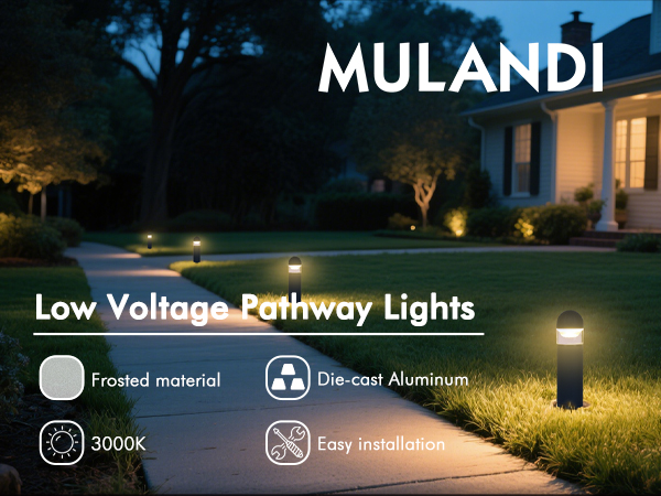 MULANDI LED Landscape Bollard Pathway Light, 2W, DC 12V Low