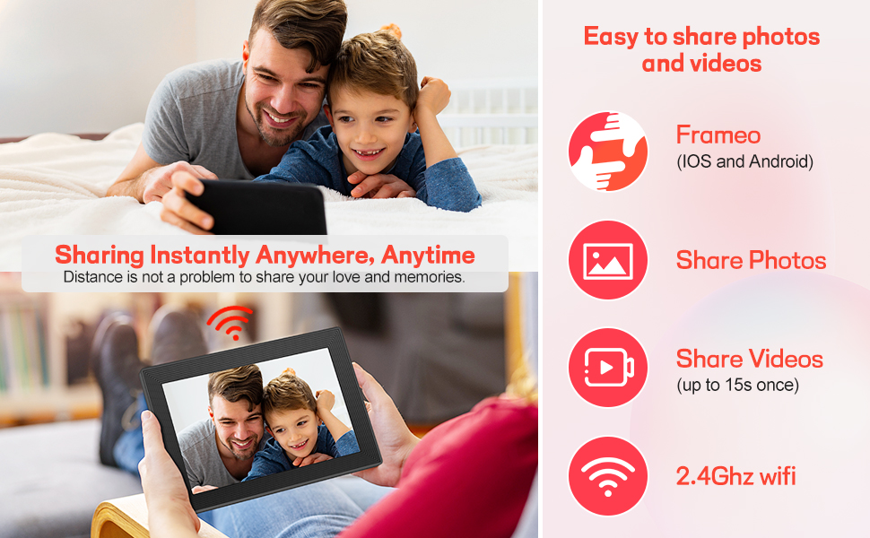 Cozion Digital Photo Frame 10.1 Inch Electronic Photo Frame with 16 GB