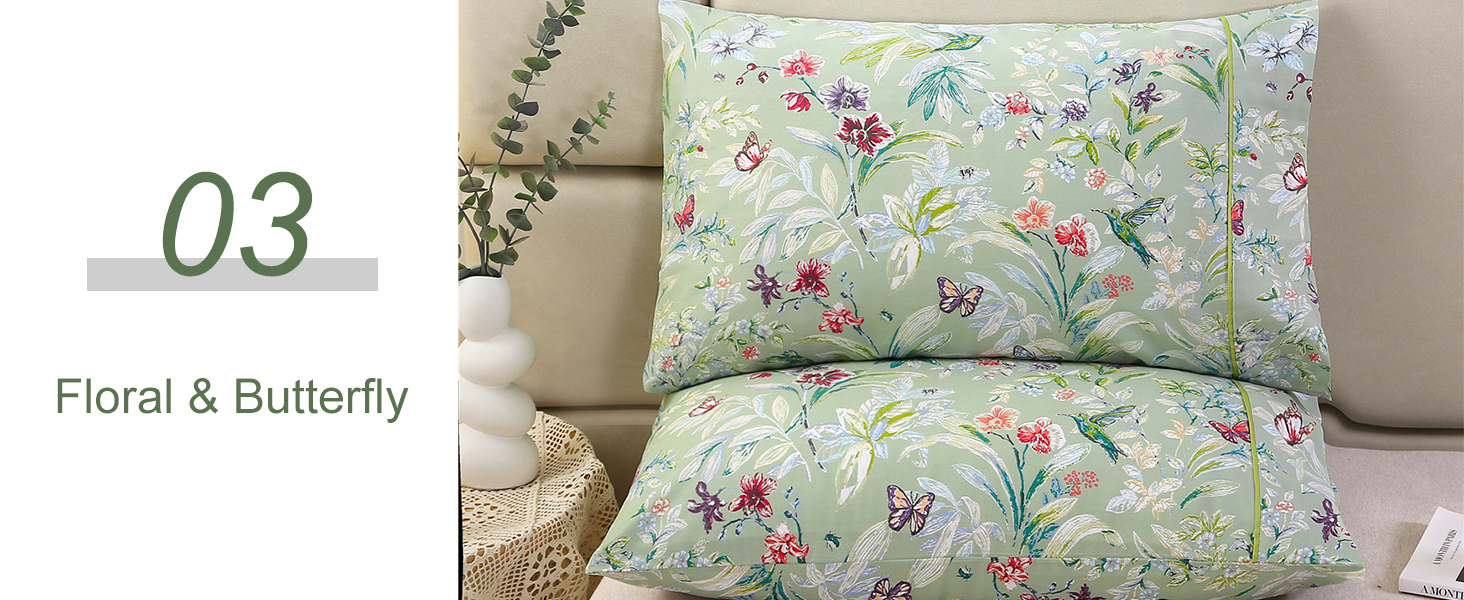 URBONUR 100 Cotton Pillowcases Set of 2 Standard Size