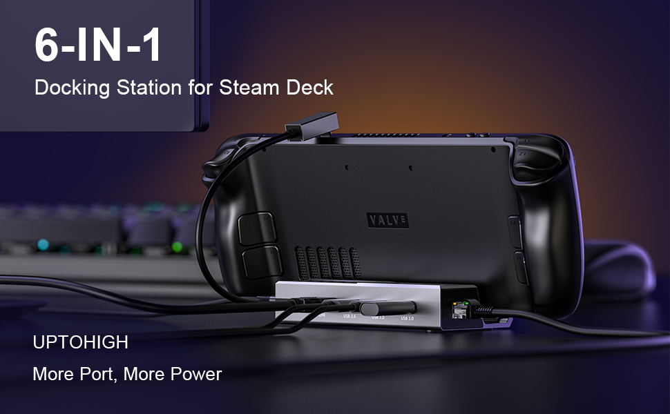 Steam Deck Dock, UPTOHIGH 6 in1 Docking Station for Steam Deck with