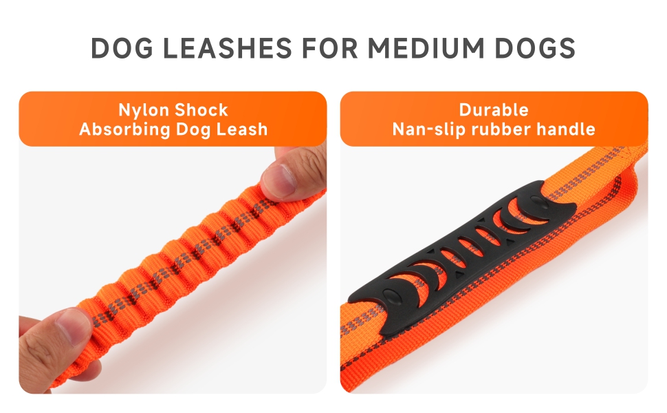 Baytion Bungee Dog Leads for Medium Dogs with Padded Handle,Adjustable