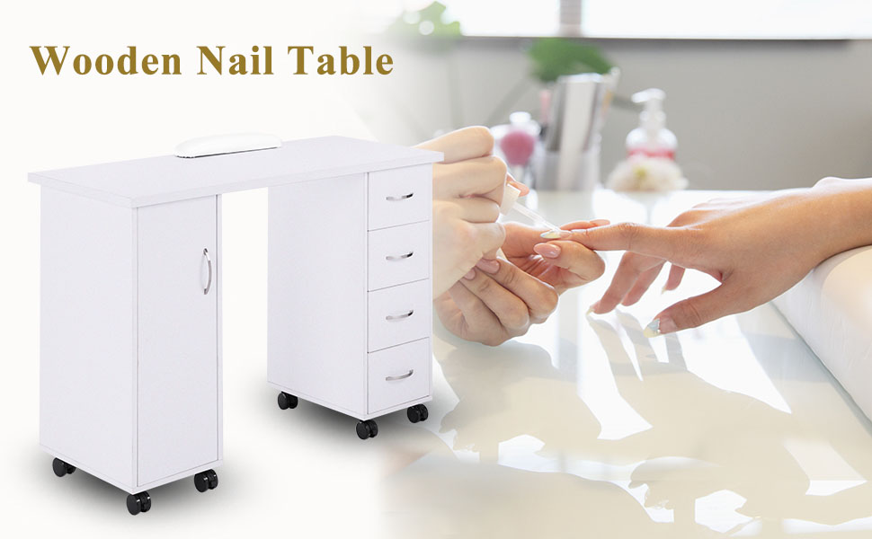 mefeir OmySalon Manicure Table Nail Desk Drawers
