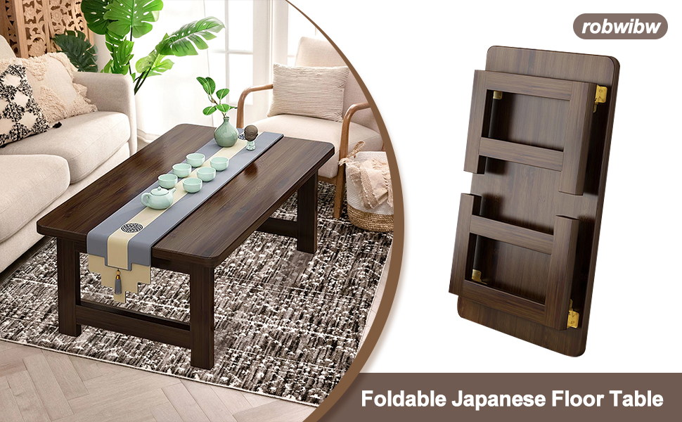 テーブル・机 runoi Amazon.com: Japanese Floor Sitting Table, Folding Wood Tea