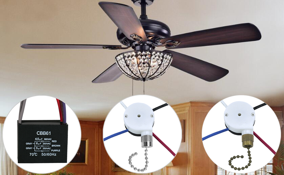 Ceiling Fan Capacitor CBB61 4.5uf + 6uf + 5uf 5wire 250V