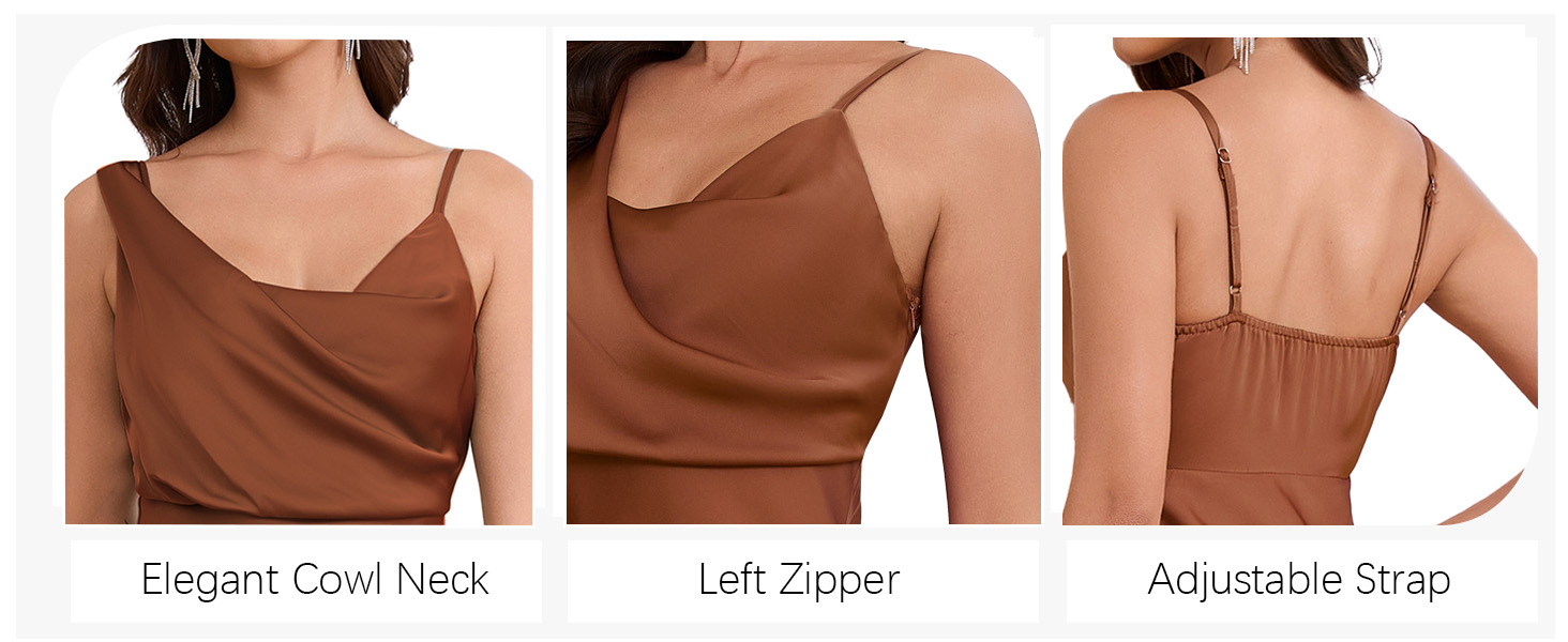 brown satin dress cocktail party