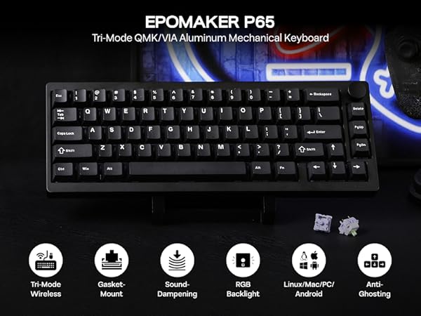 Amazon.com: EPOMAKER P65 QMK/VIA Wireless Aluminum Gaming