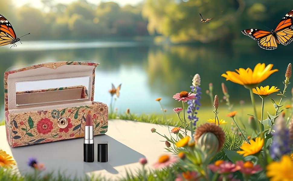 Built-in Makeup Mirror for Quick Touch-Ups”  “Travel-Friendly Lipstick Case with Mirror Inside”