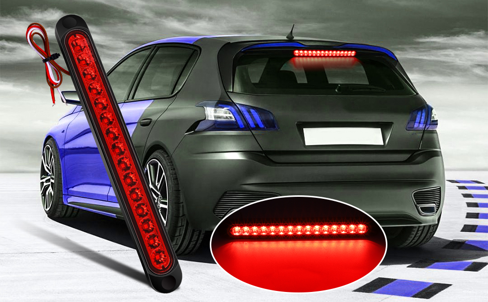 Amazon Yngia 車 ハイマウントブレーキランプ 12v 24v 赤 15led搭載 ハイマウントストップランプ Led スモール 防水 サードブレーキライト テールライト テールランプ 尾灯 制動灯 1個 車 バイク 車 バイク