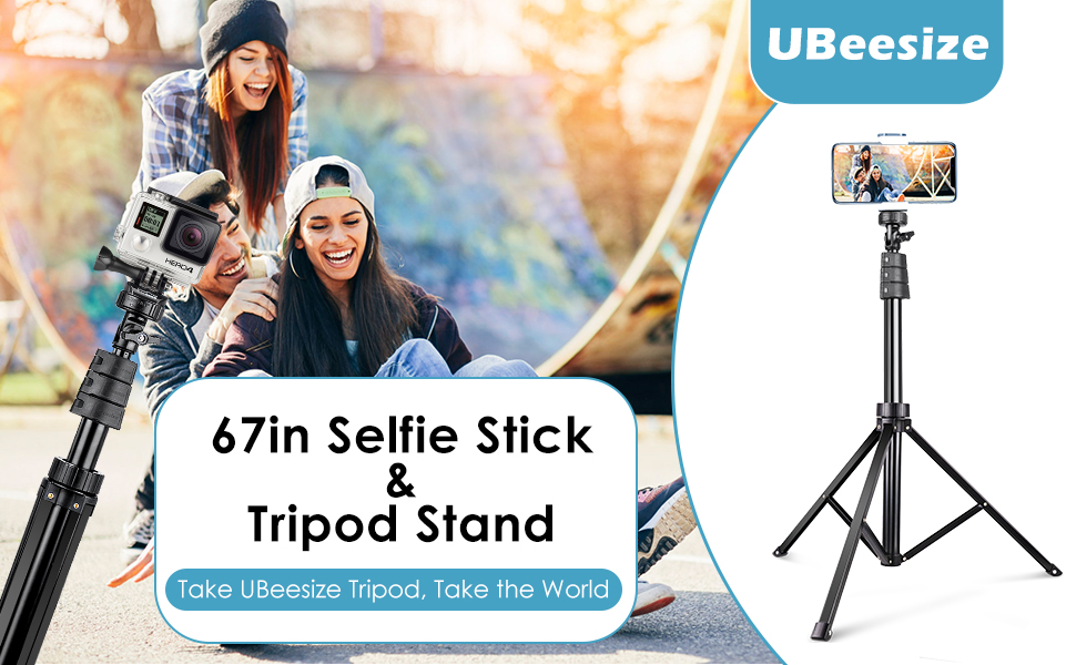 UBeesize 67" Phone Tripod&Selfie Stick, Camera Tripod Stand with
