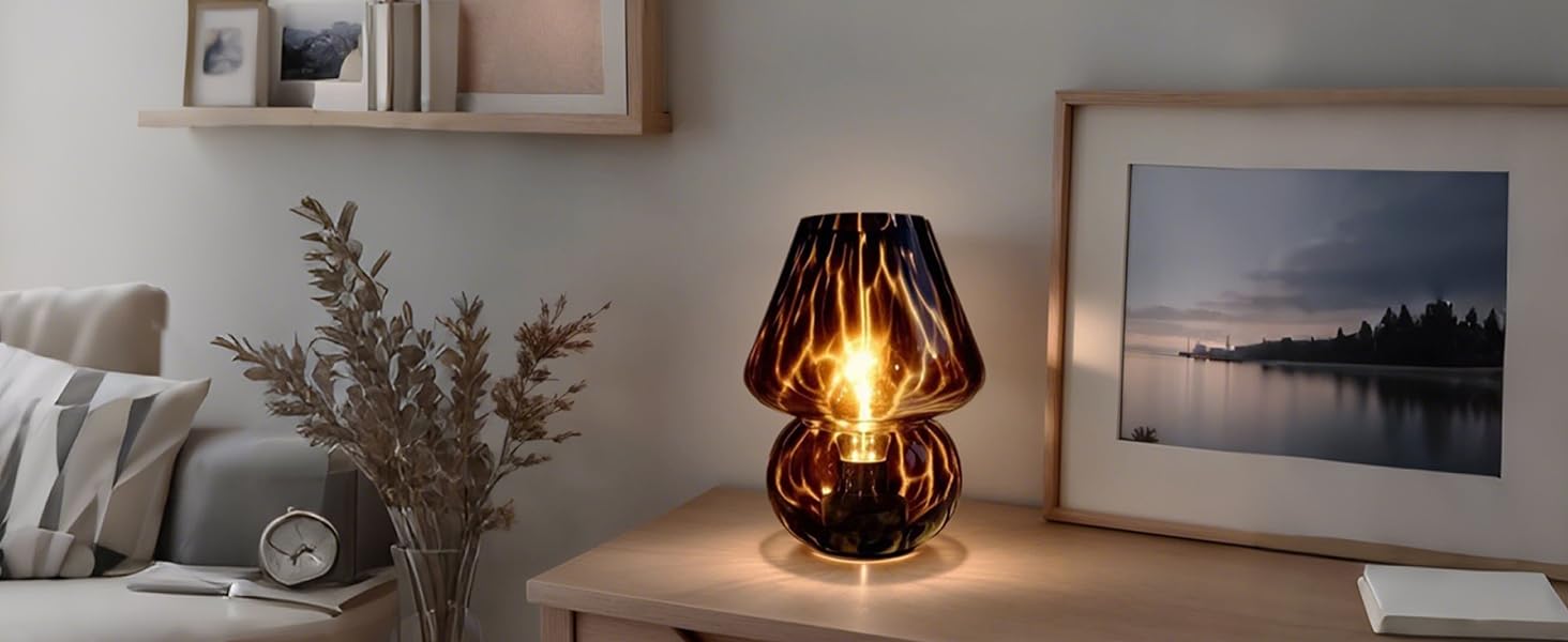 Brown glass mushroom lamp