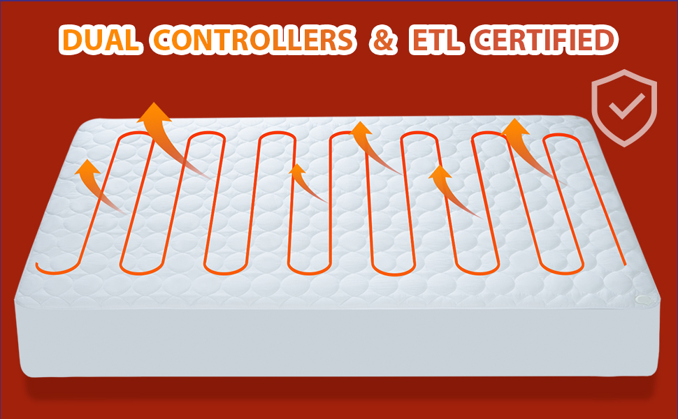 MASVIS Heated Mattress Pad King Size with Dual Control