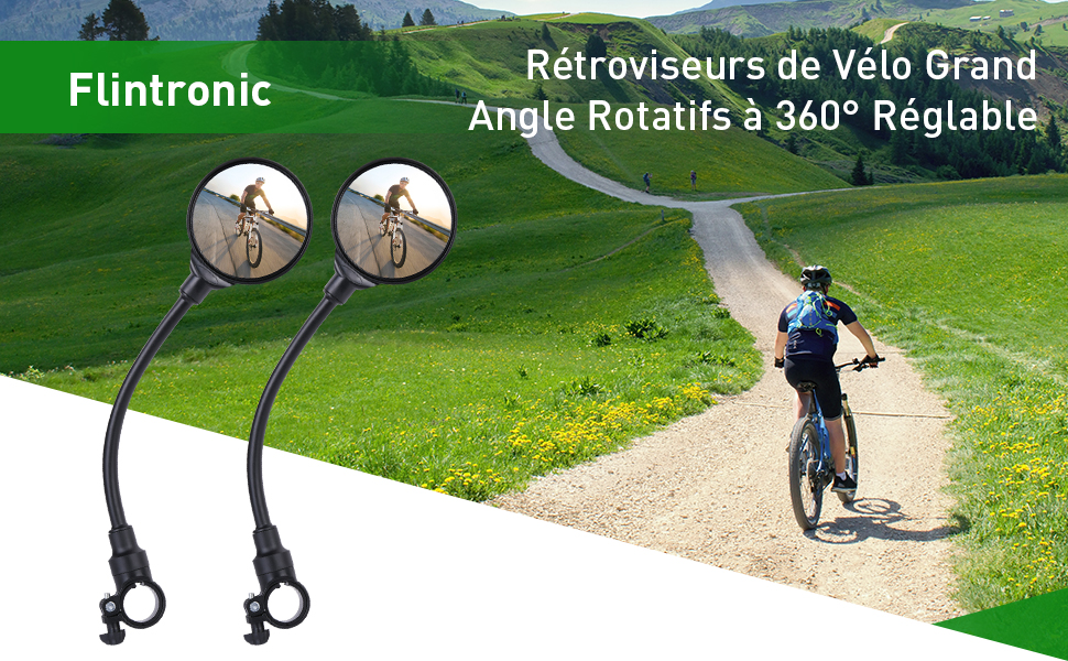 Flintronic Rétroviseurs de Vélo Grand Angle Rotatifs à 360° Réglable
