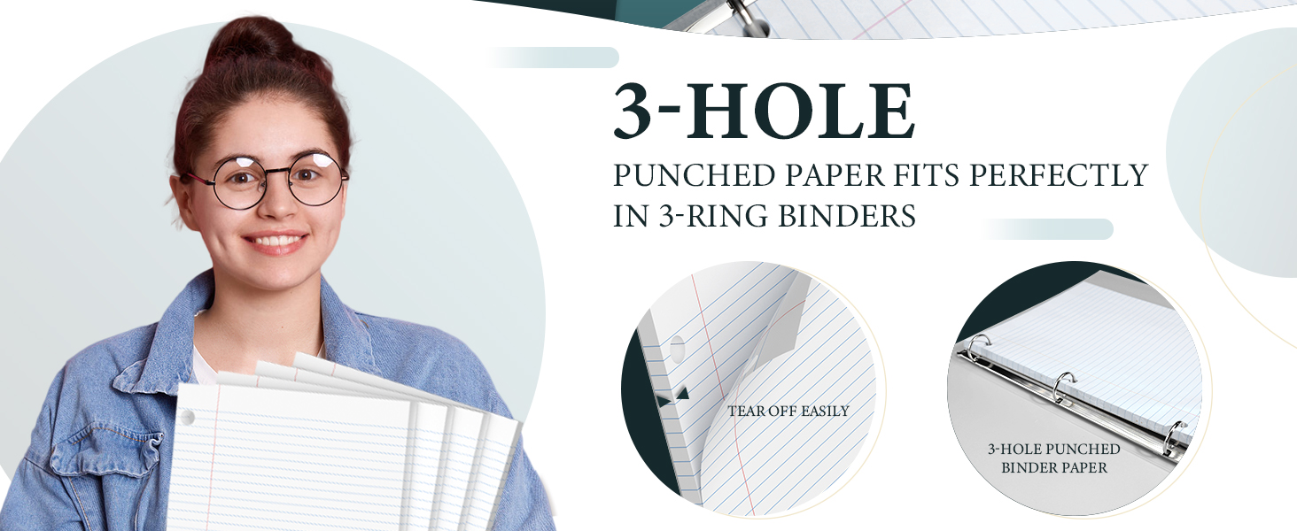 6 Pack Loose Leaf Paper 8x10.5 Lined Paper, College Ruled